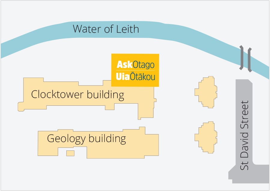 AskOtago Clocktower building hub location map